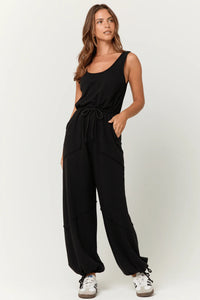 JOURNEY TIE FRONT TERRY JUMPSUIT~~FINAL SALE