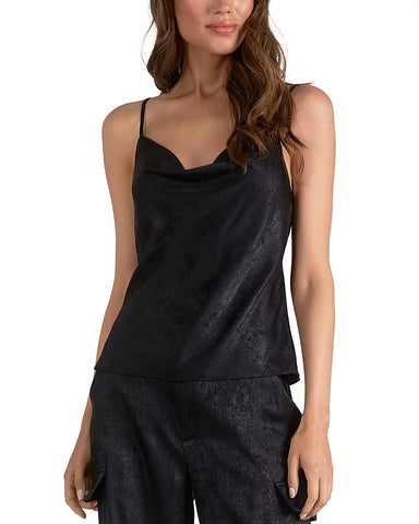 Cowl Neck Camisole in Black & Silver