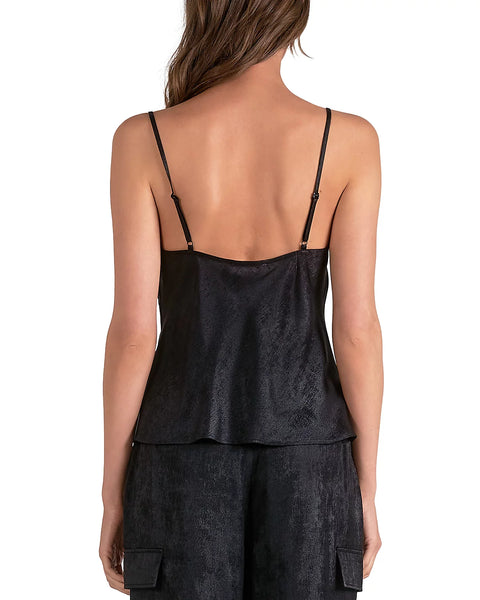 Cowl Neck Camisole in Black & Silver