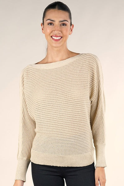 Juliet Metallic Boatneck Sweater in Champagne/Gold