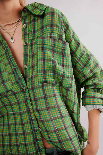 We The Free Cardiff Plaid Top- Green Combo~~FINAL SALE~~SIZE XS & S LEFT