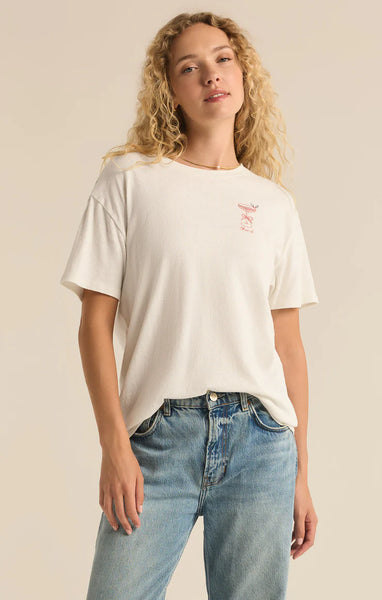 COCKTAIL RELAXED EMBROIDERED TEE~~FINAL SALE