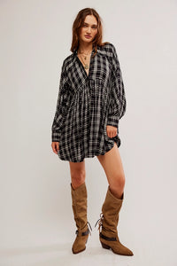 Hoffman Plaid Long Sleeve Mini Shirtdress