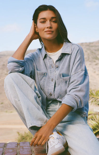 ALL DAY CROPPED KNIT DENIM JACKET