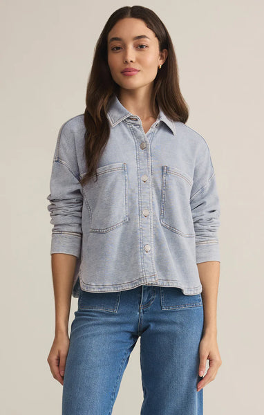 ALL DAY CROPPED KNIT DENIM JACKET