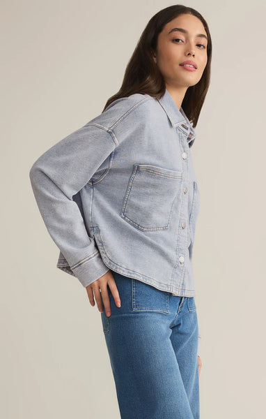 ALL DAY CROPPED KNIT DENIM JACKET