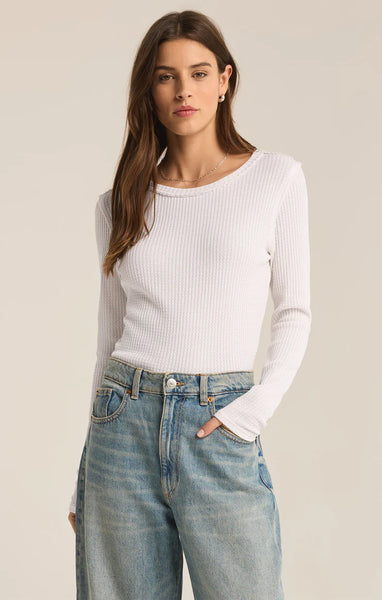 ARLET THERMAL LONG SLEEVE TOP in WHITE