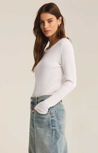 ARLET THERMAL LONG SLEEVE TOP in WHITE