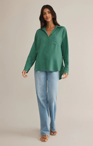 THE PERFECT LINEN TOP~~ BOTANICAL GREEN