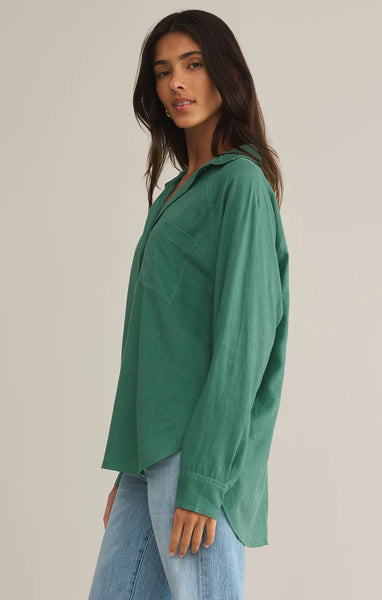 THE PERFECT LINEN TOP~~ BOTANICAL GREEN