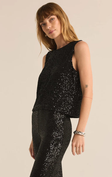 SLOANE SEQUIN TOP in BLACK