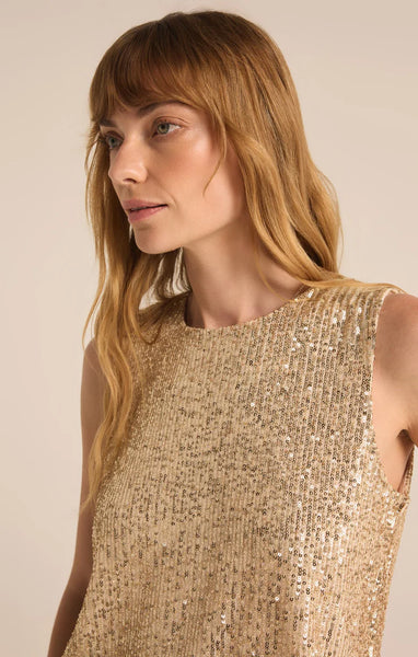 SLOANE SEQUIN TOP in CHAMPAGNE