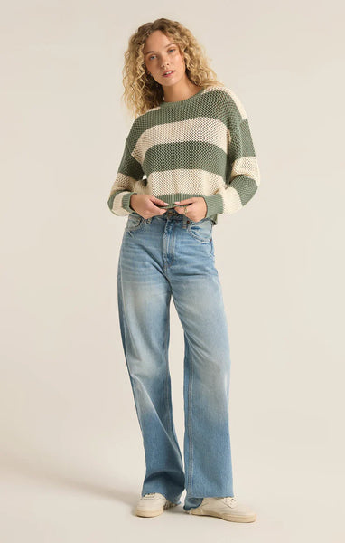 BROADBEACH STRIPE SWEATER in Palm Green~~SIZE S LEFT~~FINAL SALE