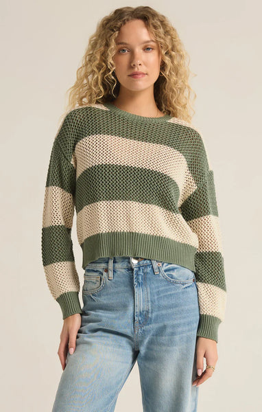 BROADBEACH STRIPE SWEATER in Palm Green~~SIZE S LEFT~~FINAL SALE