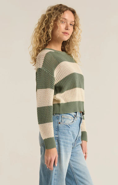 BROADBEACH STRIPE SWEATER in Palm Green~~SIZE S LEFT~~FINAL SALE