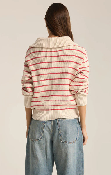 VILLA HALF ZIP STRIPE SWEATER