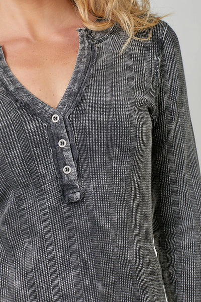 Washed Thermal Henley Top~~SIZE L LEFT~~FINAL SALE