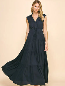 Sleeveless Tiered Maxi Dress - Ink