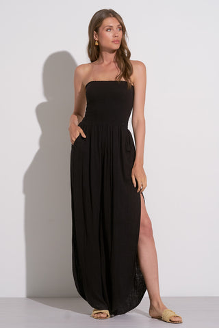 Strapless Smock Jumpsuit in BLACK